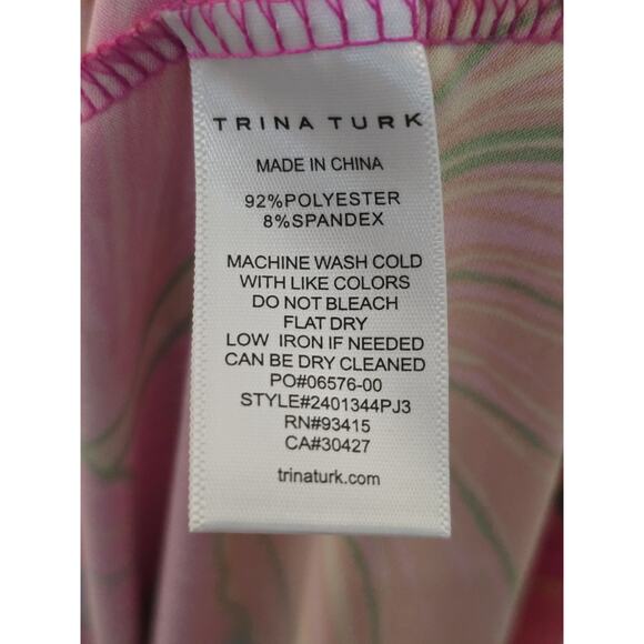 Trina Turk Tropical Floral Halter Long Jersey Stretch Maxi Dress Resort New S - Picture 10 of 10